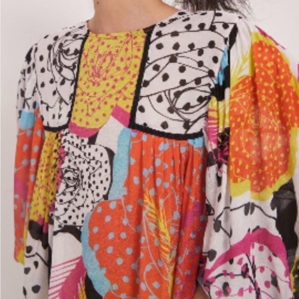 Blank Bl^nk London X Anthropologie Miranda Bohemian Peasant Top Blouse Floral